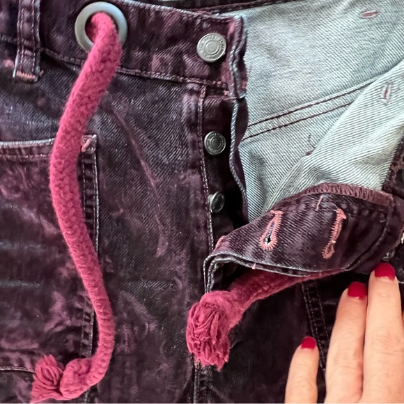 Free People Purple Moxie Flocked Cropped Velvet Pants size 26 - Picture 9 of 12
